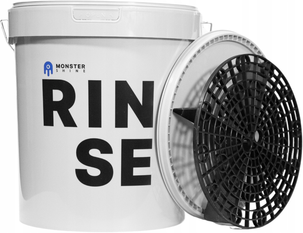Monster Shine Wiadro Z Separatorem Do Mycia Auta Rinse Szare Pokrywka 16L