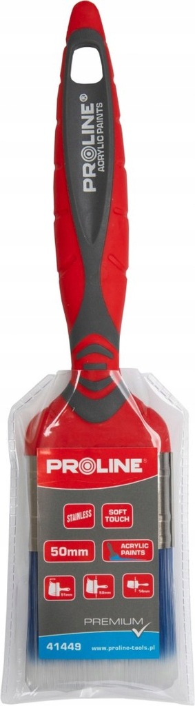 Pędzel płaski premium 20mm,rączka 2k-tpr,ss,akryl,proline