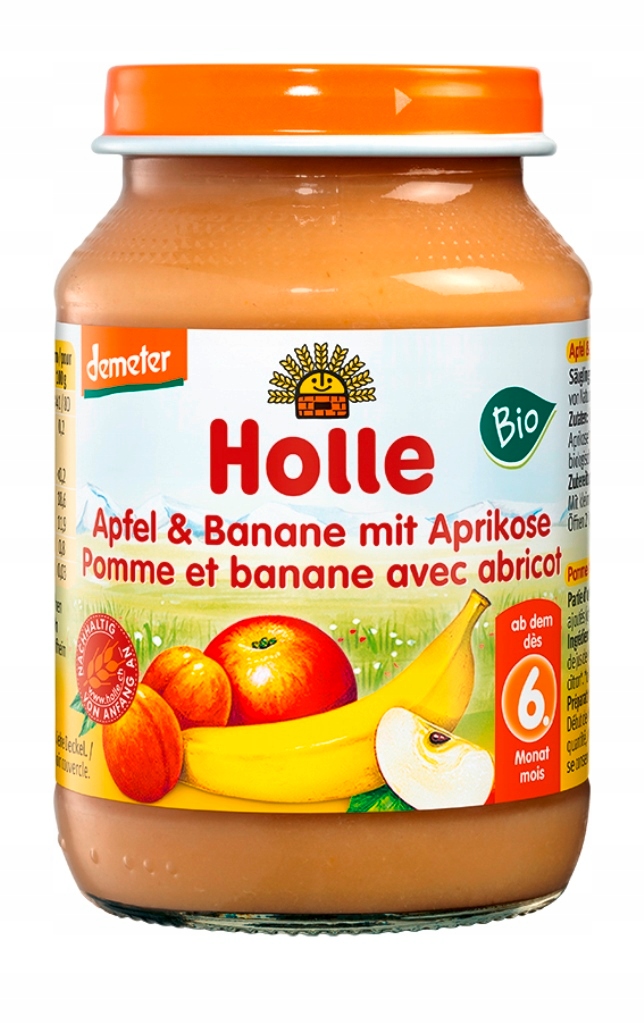 HOLLE Deserek Owoce BIO Jabłko banan morela 190g