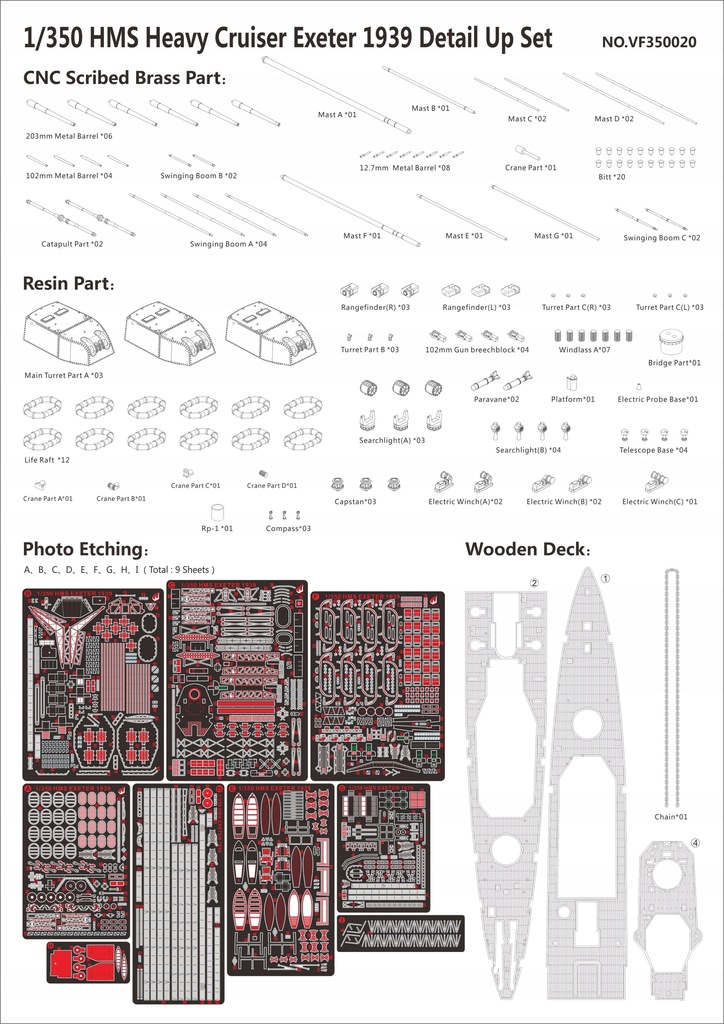 Купить VeryFire 350020 Набор деталей HMS Exeter 1/350 1939 года: отзывы, фото, характеристики в интерне-магазине Aredi.ru
