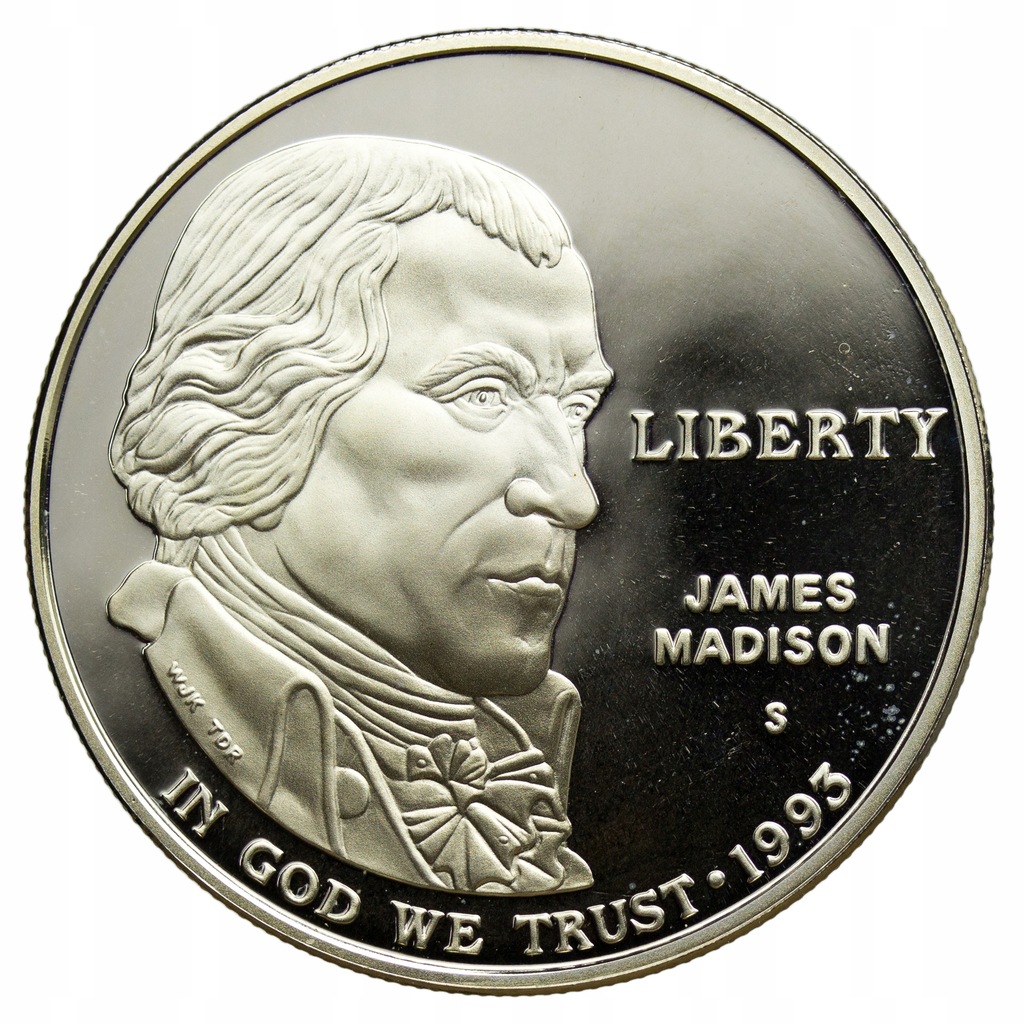 USA, 1 dolar 1993 S, James Madison, st. L/L-