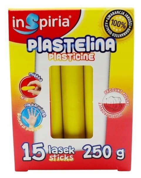 PLASTELINA ŻÓŁTA 15 LASEK 250G, INSPIRIA