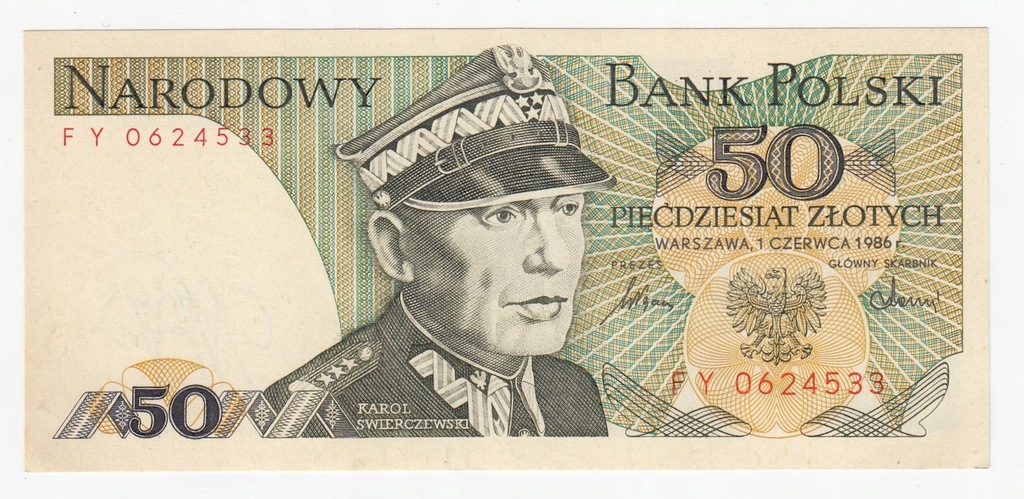 Banknot 50 zł 1986, seria FY, UNC-