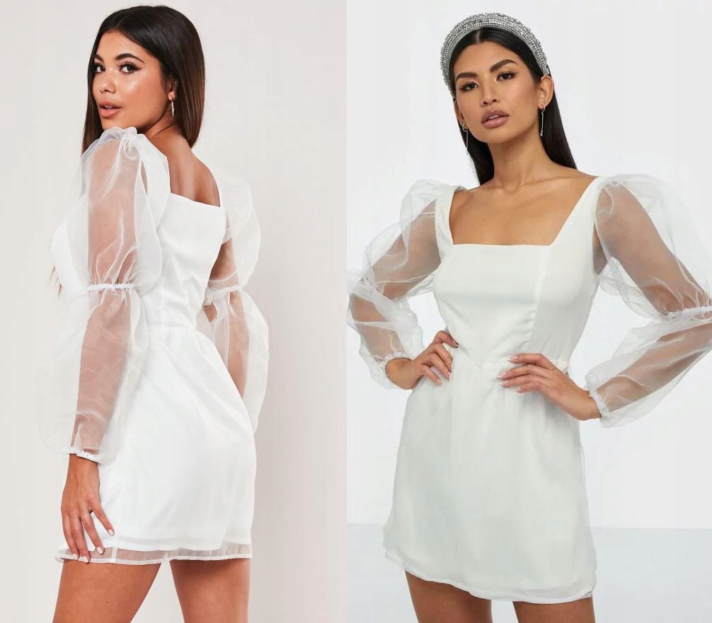 MISSGUIDED BIAŁA SUKIENKA MINI ORGANZA (34)