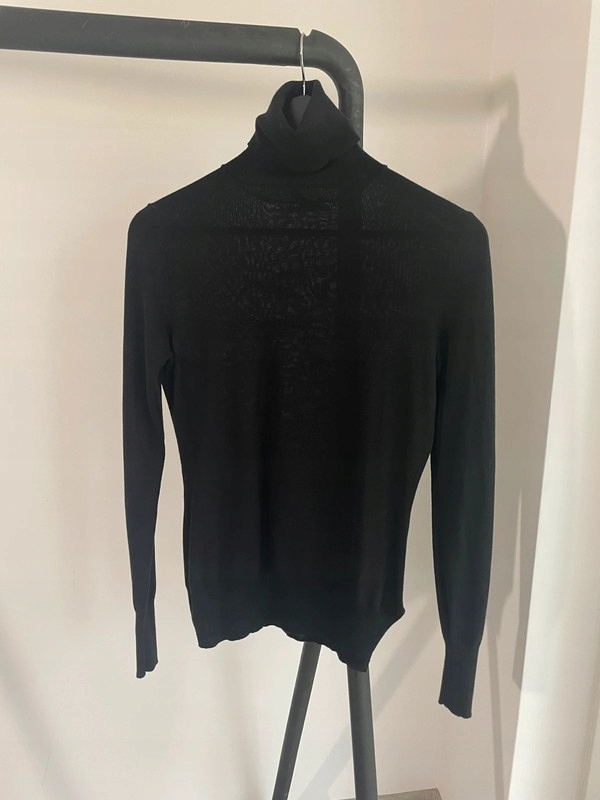 Massimo Dutti sweter golf kaszmir wełna czarny wool cashmere S 36 38 M