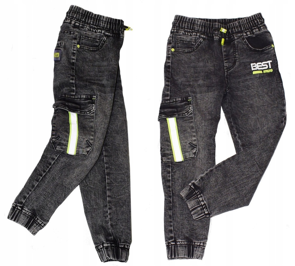 Spodnie jeans joggery regulacja 104-110 4