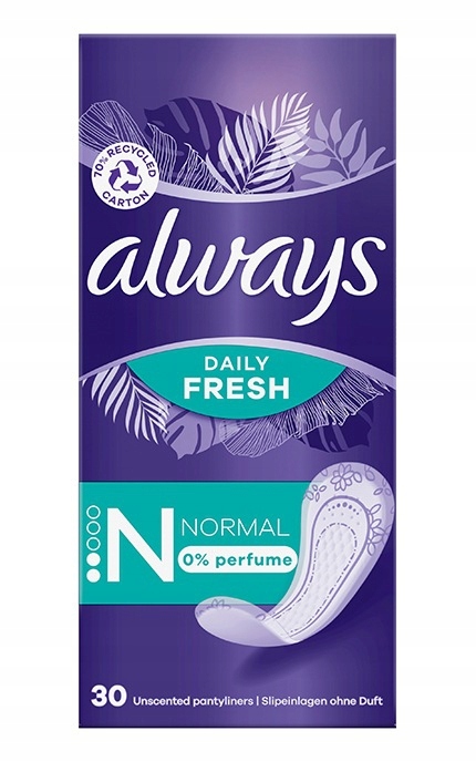 ALWAYS DAILY Fresh wkładki 0 % Perfume NORMAL 30szt
