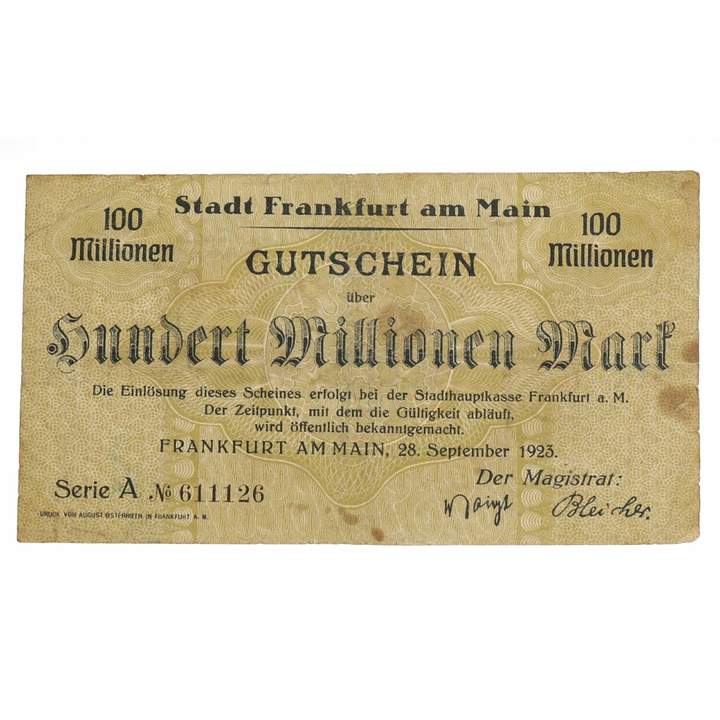 Niemcy - Frankfurt n.Menem - 100 mln marek 1923 A