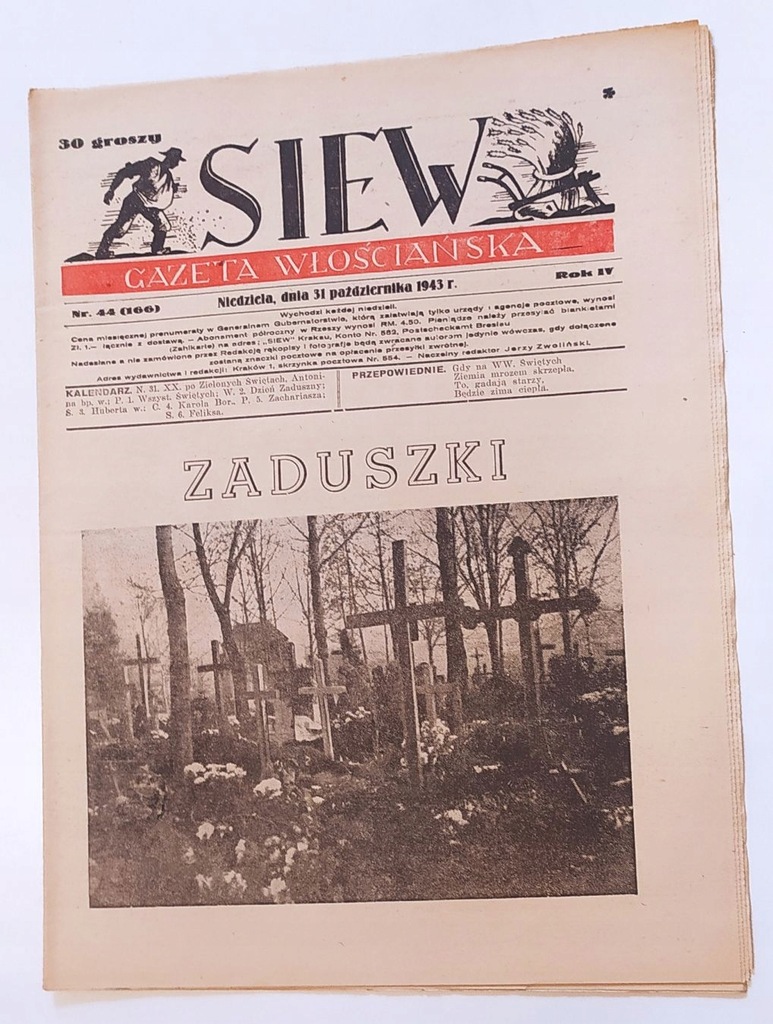 Siew nr 44/1943 gazeta włościańska
