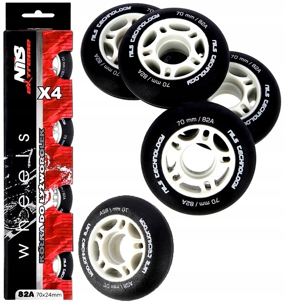 Kółeczka Kółka Do Rolek Łyżworolek Kauczukowe 70 x 24 mm 82A PU