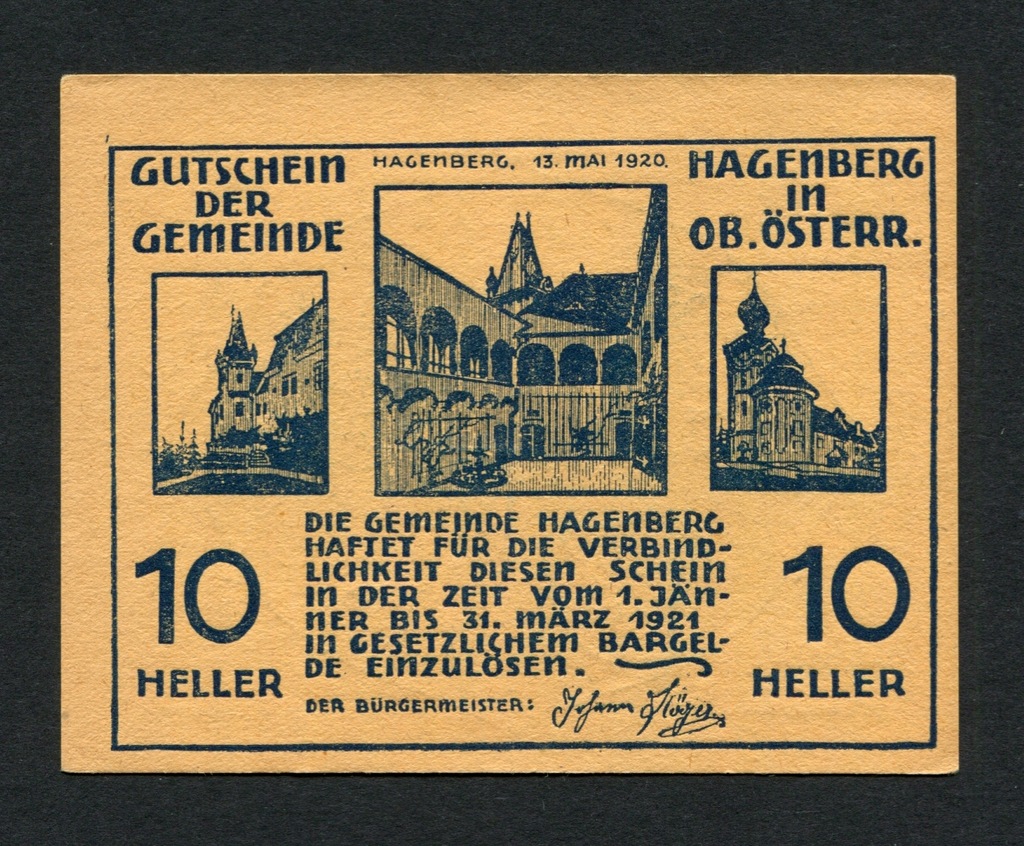10 Heller Austria 1921 Notgeld UNC