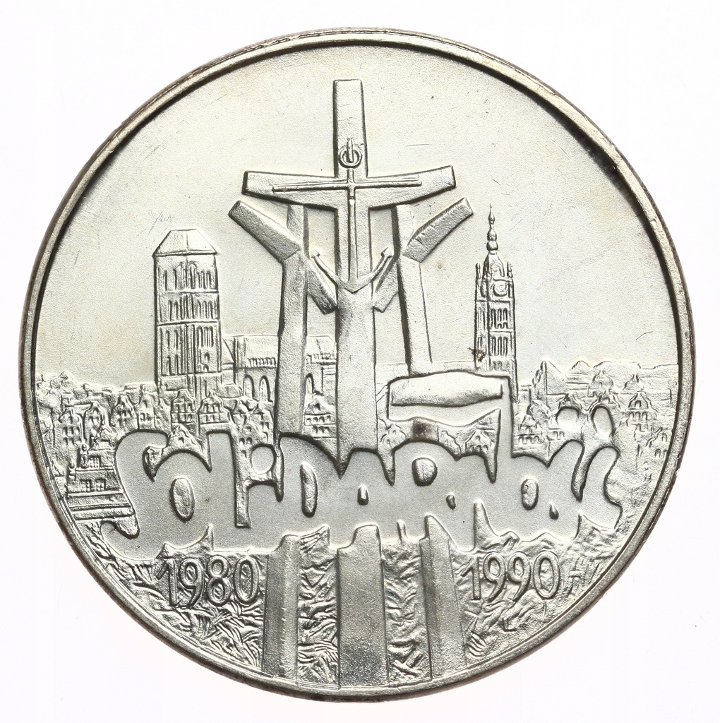 100.000 złotych 1990 Solidarność bardzo ładna uncja srebra (3)