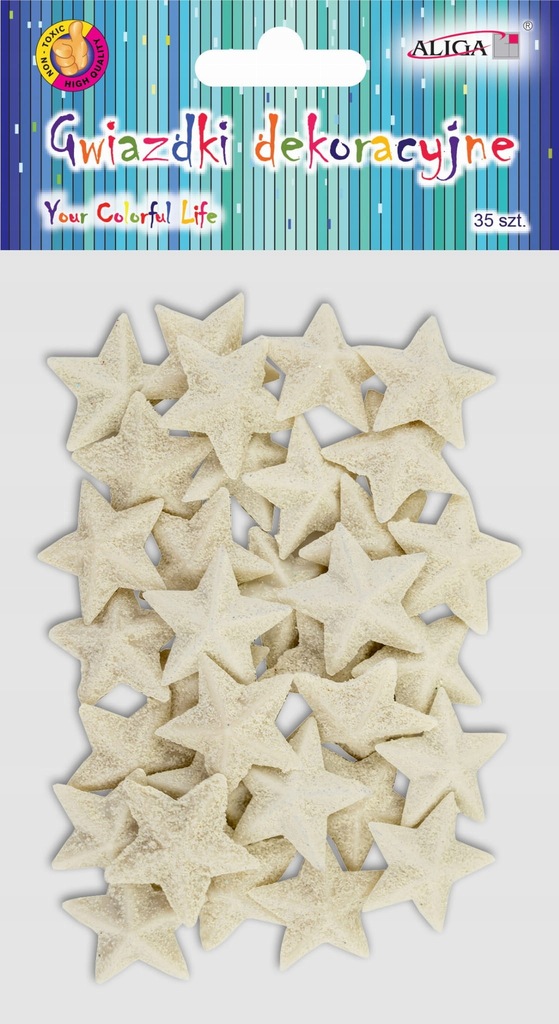 Gwiazdki dekoracyjne perłowe z brokatem 35 szt