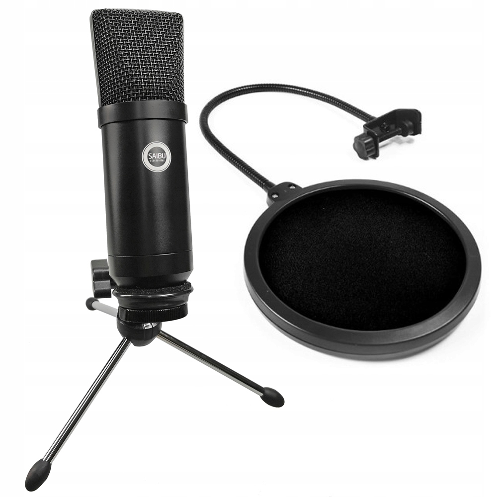 MIKROFON POJEMNOŚCIOWY USB SAIBU MU-1 + POP FILTR