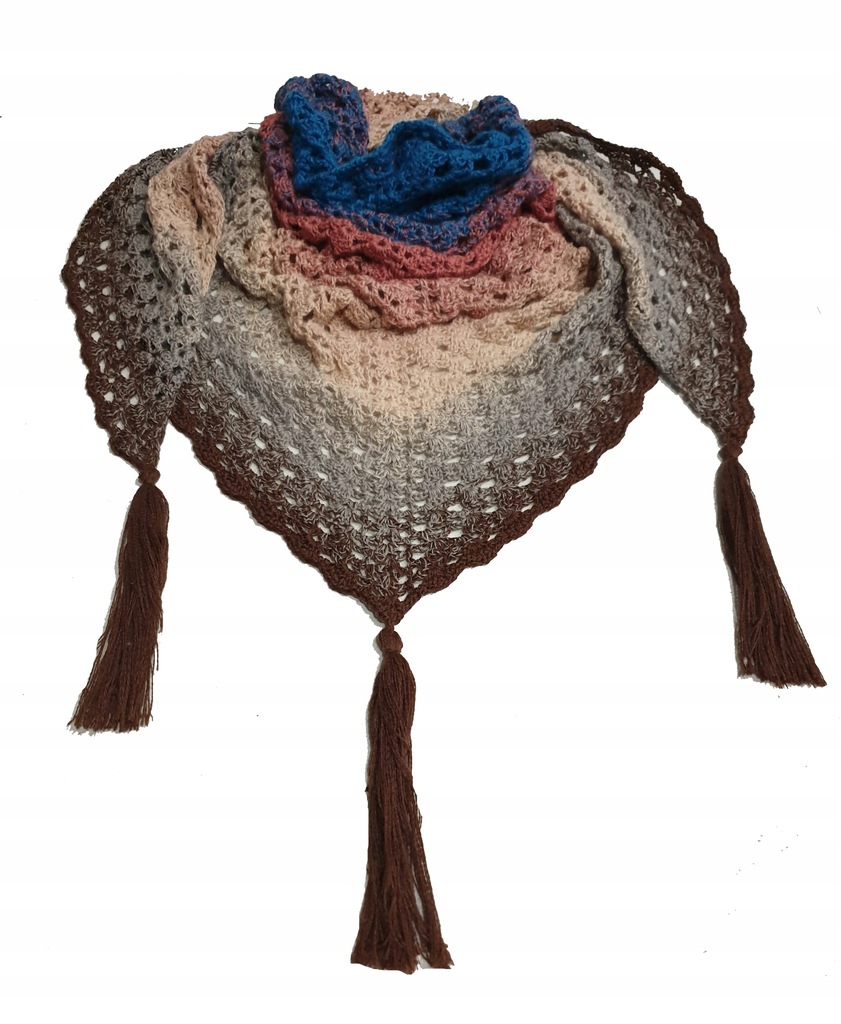 Chusta szydełkowa ombre, odcienie jesieni