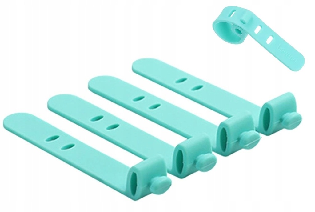 SILIKONOWY ORGANIZER KABLI KABLE PRZEWODY SPINKI KLIPSY ZESTAW 4szt.