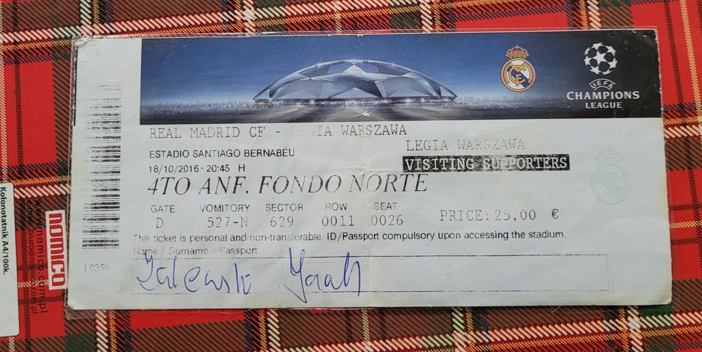 bilet Real Madryt- Legia Warszawa