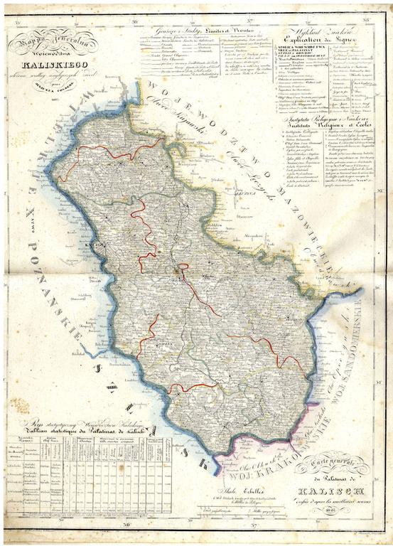 Mapa województwa kaliskiego z 1827 roku  /JPEG/