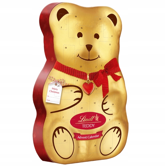 LINDT KALENDARZ ADWENTOWY TEDDY 3D 170G MIŚ ŚWIĘTA MIKOŁAJ 2024 CZEKOLADKI