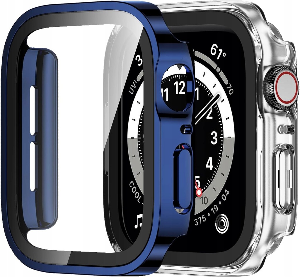 2x ETUI OBUDOWA NA ZEGAREK APPLE WATCH 4/5/6/SE 44mm GRANATOWA I BEZBARWNA