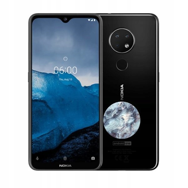 Zestaw Nokia 6.2 czarna + PopSockets Blue Marble