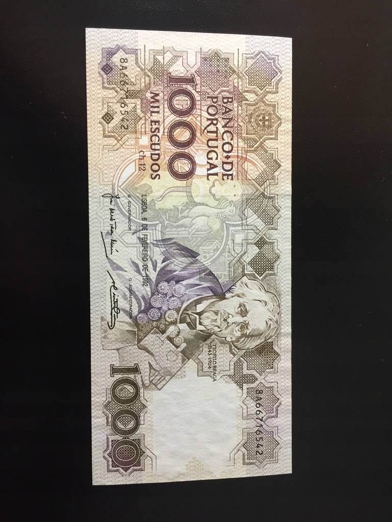 Banknot Portugalia 1000 Escudos 1992 UNC