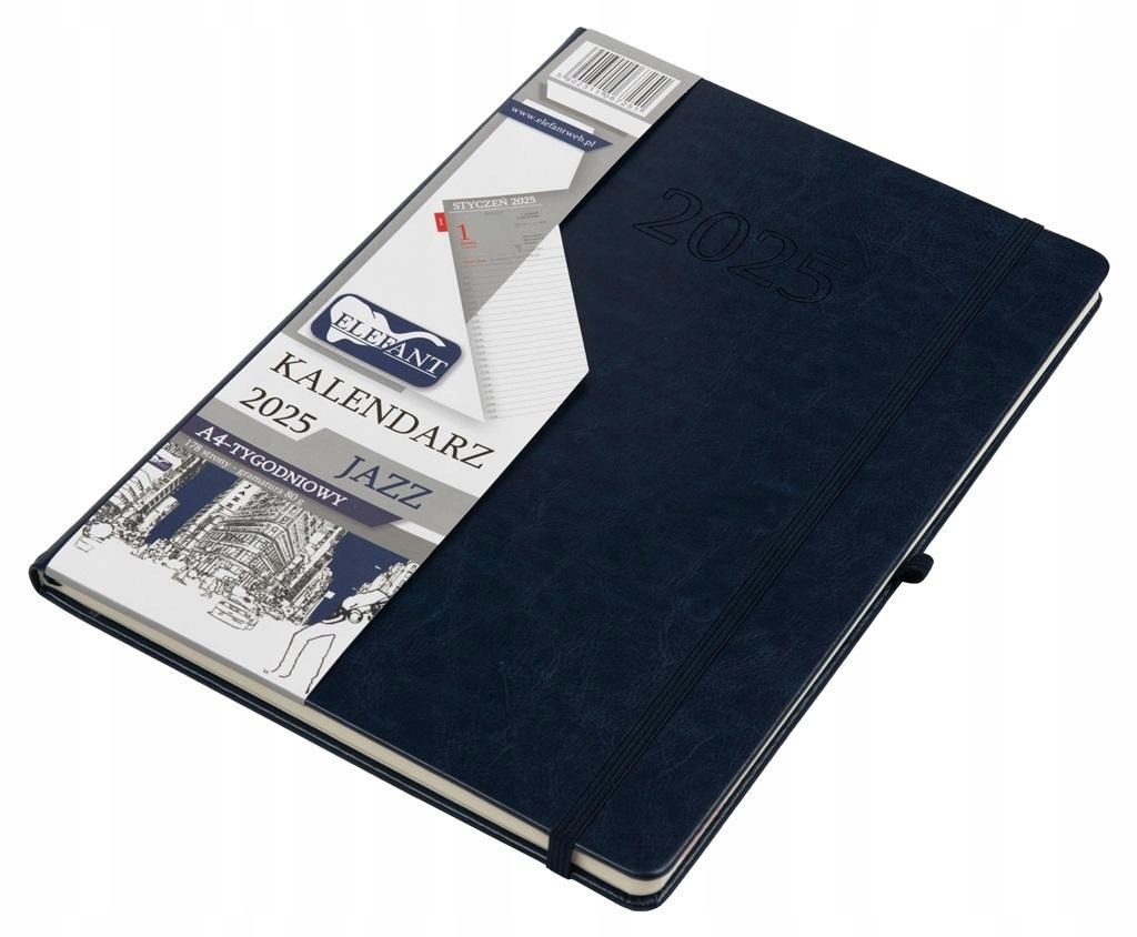 KALENDARZ 2025 A4 TYGODNIOWY JAZZ GRANATOWY