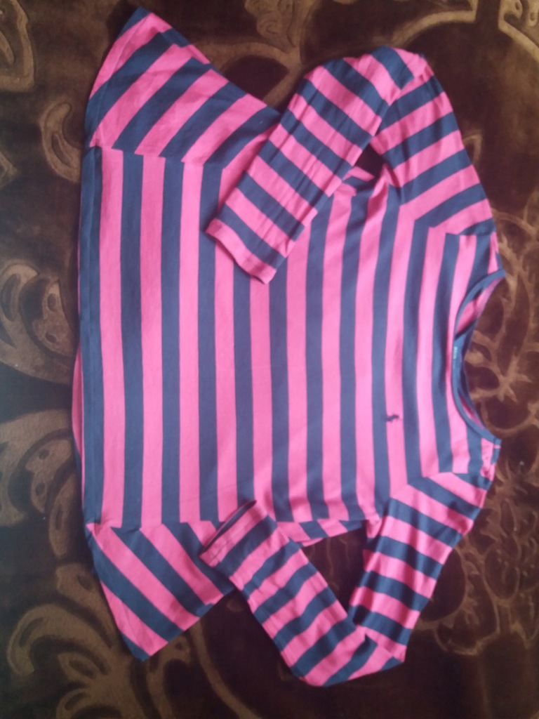 Bluzka RALPH LAUREN różowo-czarna w paski dla M