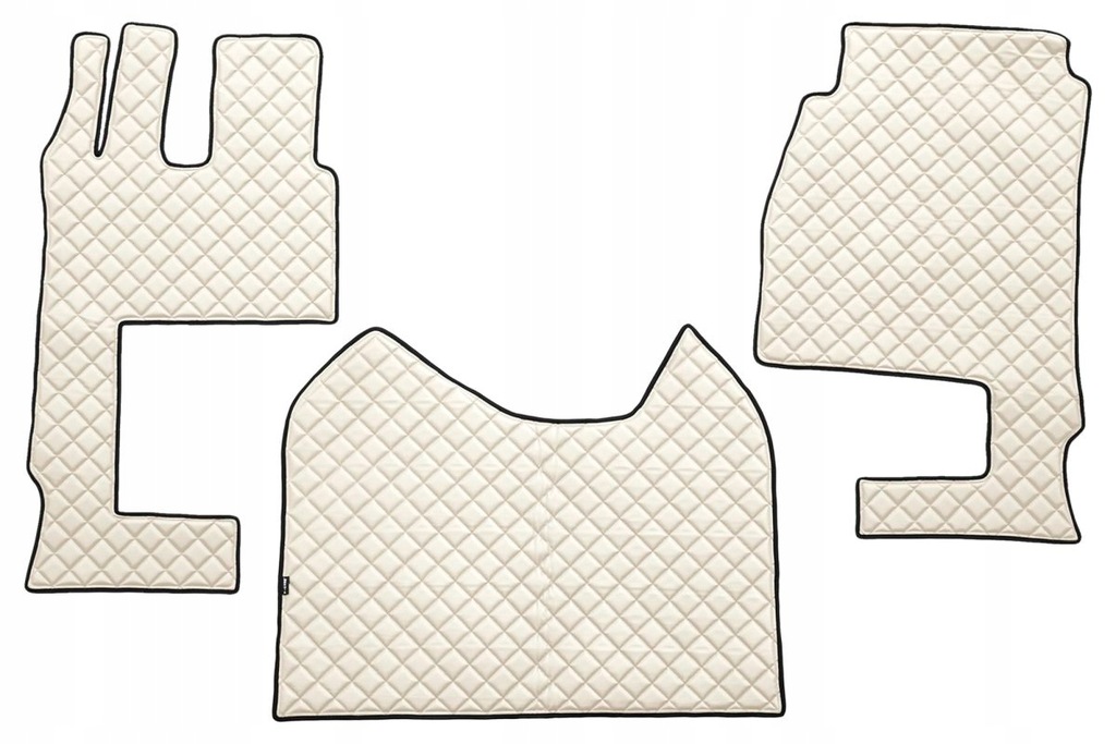 F-CORE Dywaniki podłogowe EKO-Skóra pikowana (3 szt.) Szampański fotel pasa