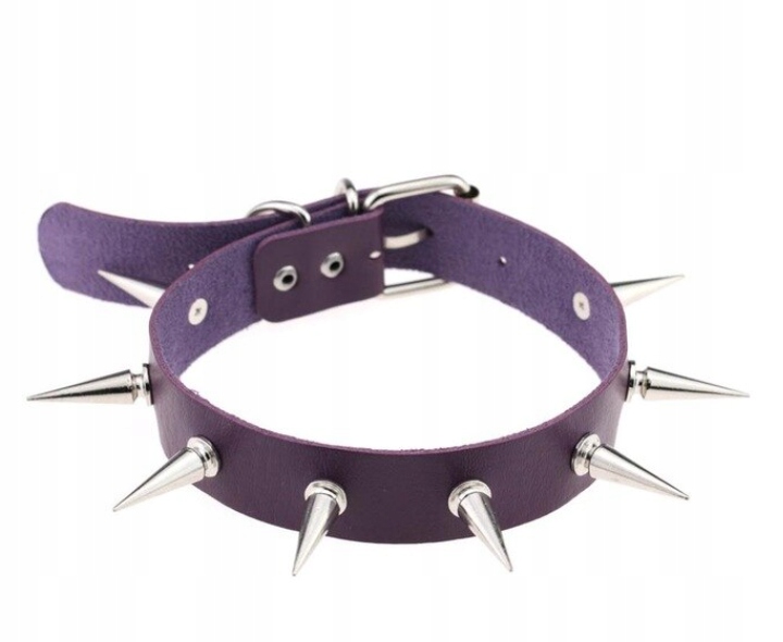 naszyjnik choker na szyję długie kolce - Purple