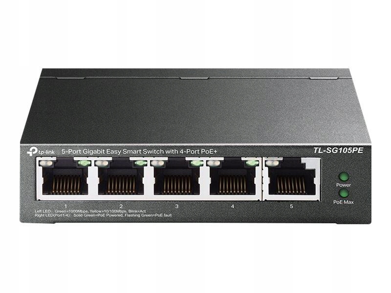 TP-LINK TL-SG105PE 5-Port Gigabit Easy Smart Switch with 4-Port PoE+ 65W