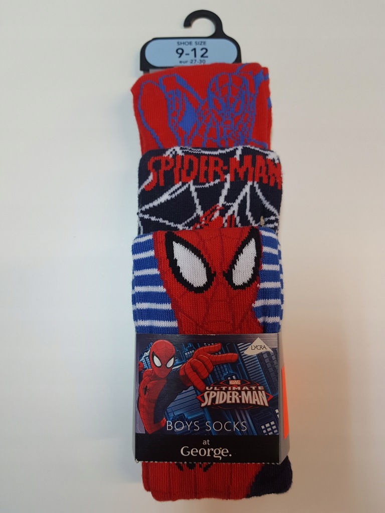 Nowe skarpetki SPIDER-MAN roz. 27-30, 3-pak MARVEL