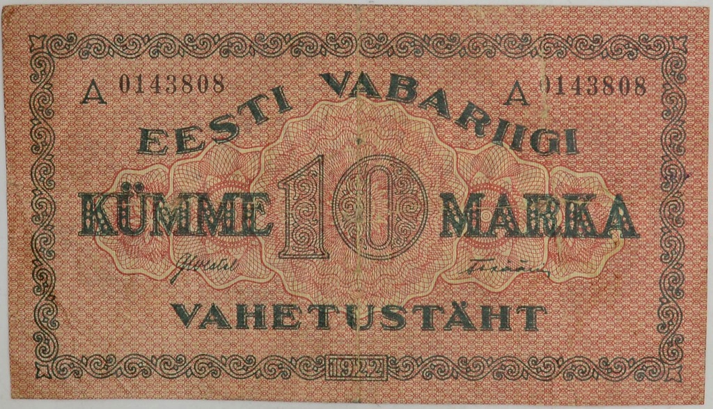 11.di.Estonia, 10 Marek 1922 rzadki, P.53.b, St.3+