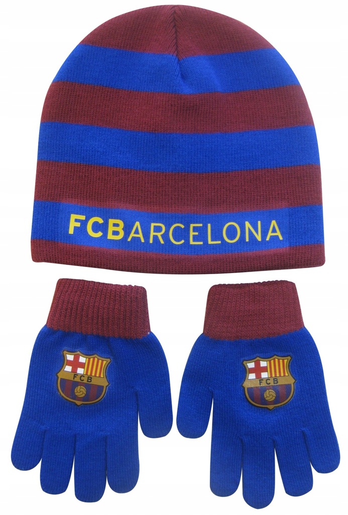 Komplet: czapka i rękawiczki FC Barcelona