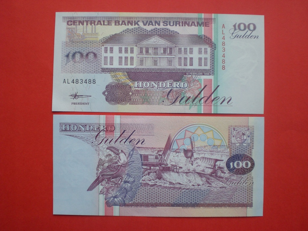 SURINAME - 100 GULDEN 1998,UNC