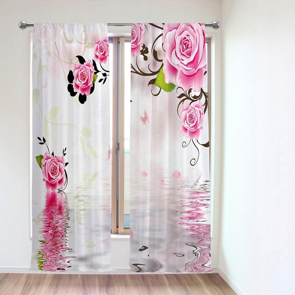 Zasłona okienna w róże Wzór 32x241cm