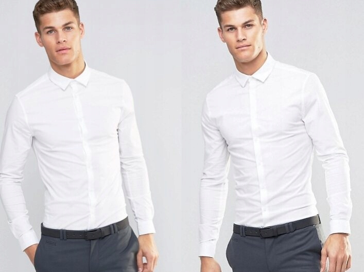 Design biała elegancka koszula slim XL