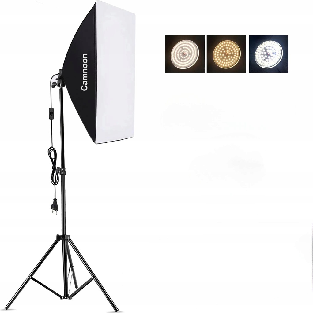 LAMPA STUDYJNA OŚWIETLENIE SOFTBOX CAMNOON 50X70CM LED OŚWIETLENIE 2 SZTUKI