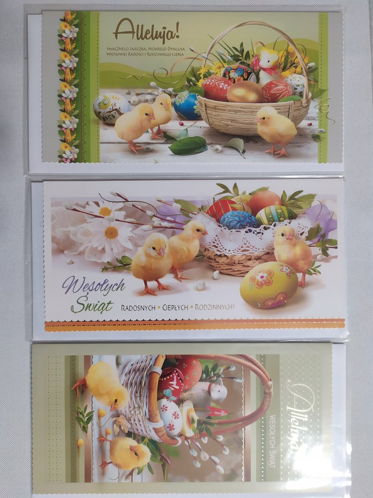 Kartka pocztowa Wielkanocna rozkładana 3szt