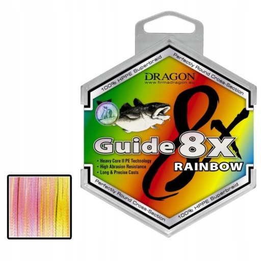 Plecionka Dragon Guide 8x rainbow 19,5 kg 0,22mm