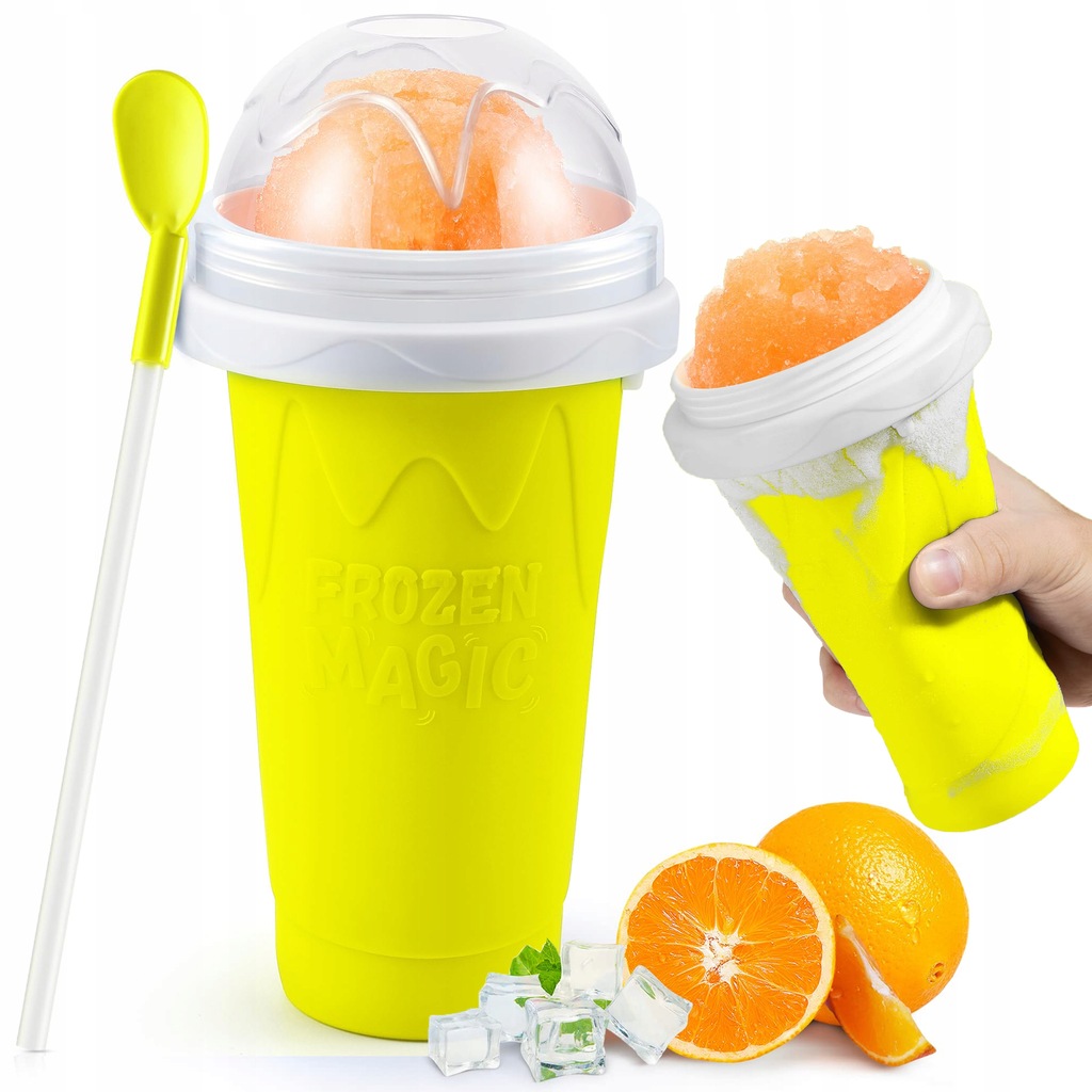SLUSHY KUBEK DO ROBIENIA LODÓW SORBETÓW SLUSHY GRANITY 330ML ŁYŻK/SŁOM ŻÓŁT