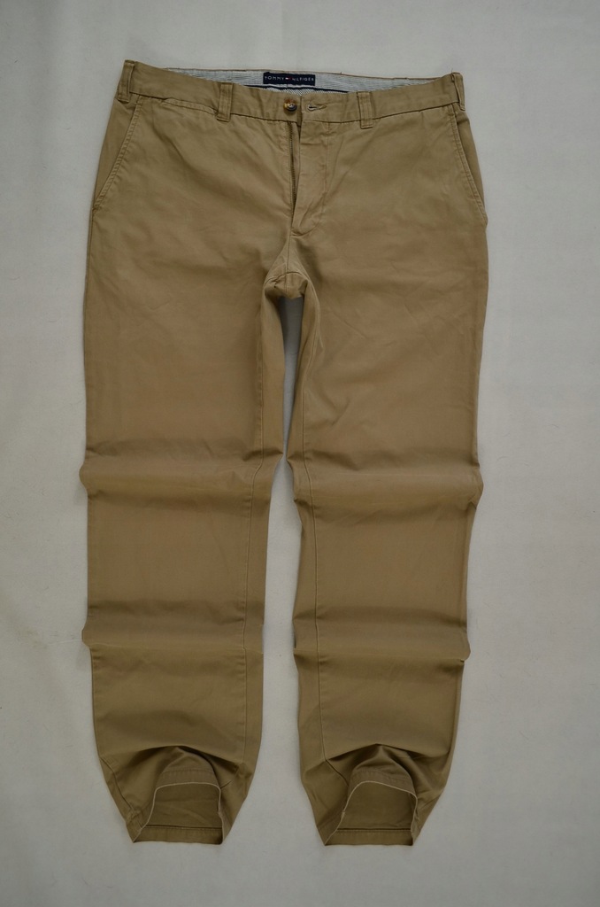 TOMMY HILFIGER SPODNIE BEŻOWE CHINO 87 cm *34/34*