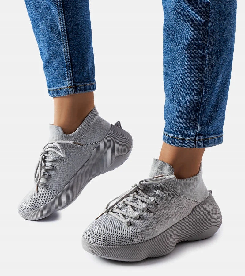Szare materiałowe buty sportowe Lavallée 20773 rozmiar 37