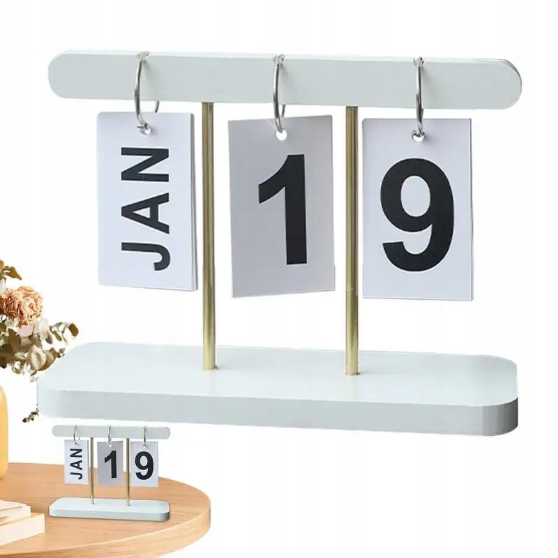 Flip Desk Calendar Wooden Reusable Calendar Perpet