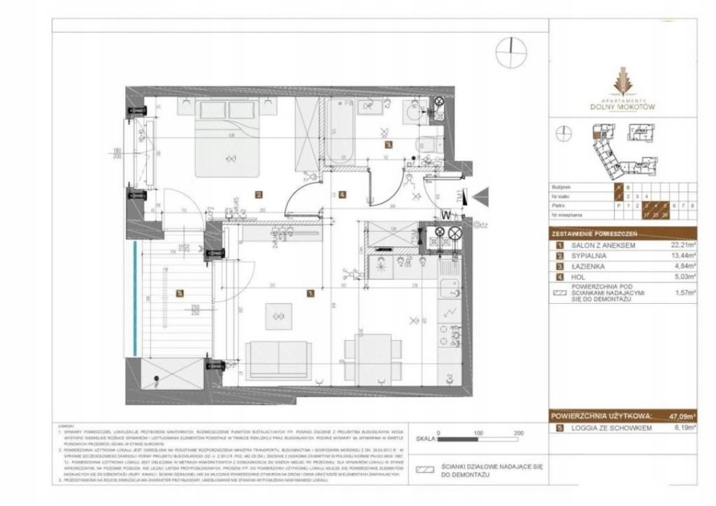 Mieszkanie Sielce, Mokotów, 47,09 m²