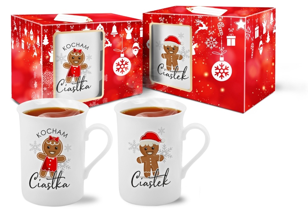 Elegancki zestaw świątecznych kubków z nadrukiem