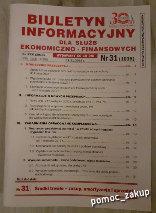 Biuletyn Informacyjny dla Służb Ekonomiczn 31/2019