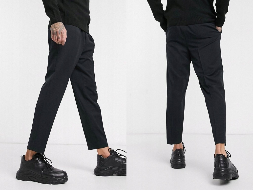 DESIGN Czarne eleganckie spodnie 32/32