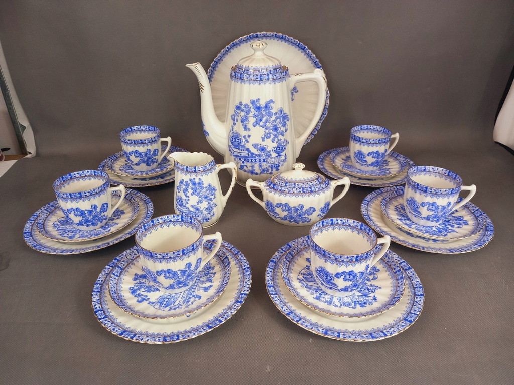 PRZEDWOJENNY SERWIS KAWOWY CHINA BLAU ROSSLAU