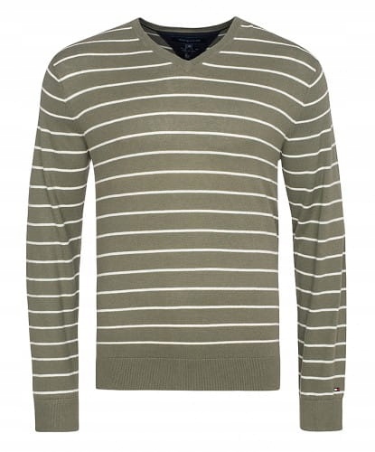 Sweter męski zielony V-neck TOMMY HILFIGER S